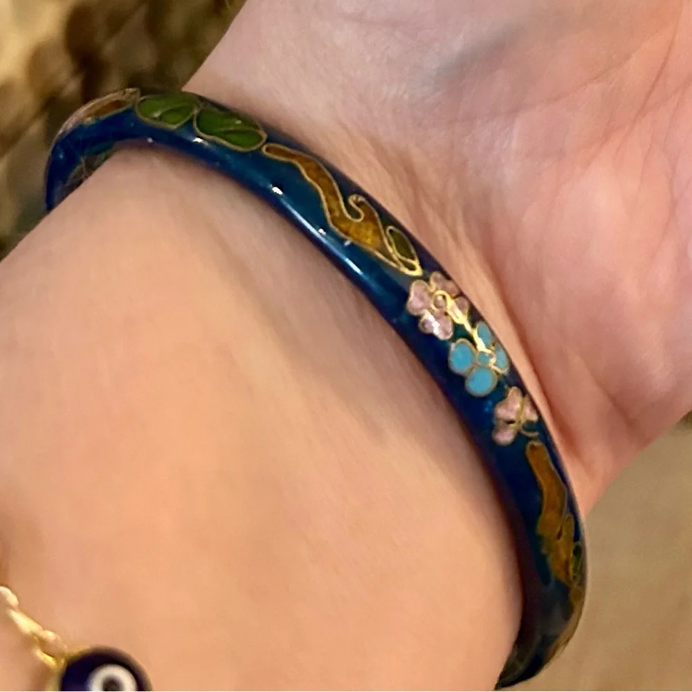 Beautiful Cobalt Blue Cloisonné Bangle Vintage